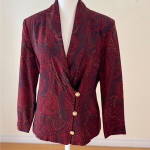 Vintage Italian Red Wool Paisley Blazer